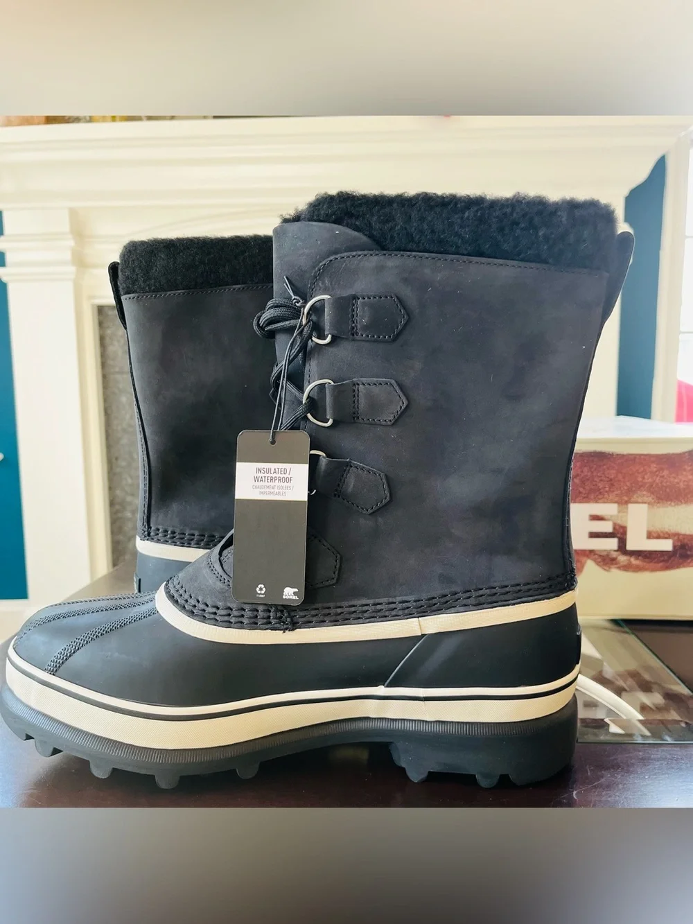Size 10 Sorel Caribou WP Waterproof Insulated Snow Winter Men's Boots - Black